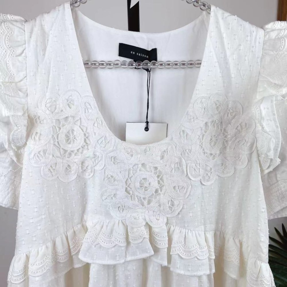 En Saison White Ruffle Dress - Picture 3 of 3
